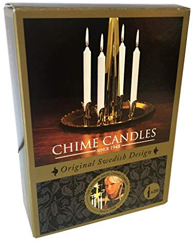Box of 20 x White Christmas Candles (Fits Original Swedish Angel Chimes Spinner)