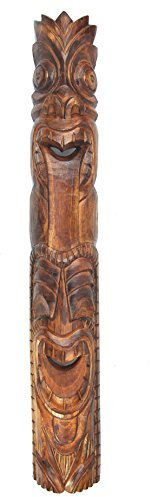 Interlifestyle Tiki Wandmaske 100cm im Totem Look Holzmaske Hawaii Maui Maske Osterinsel Kauai