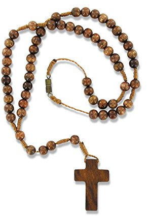 bonfim.de Rosenkranz Halskette braun aus Holz, mit Verschluss, Länge ca. 32 cm
