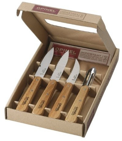 Set Opinel – Les Essentiels du Cuisiner – 3 Küchenmesser N 112 + 1 Gemüseschäler