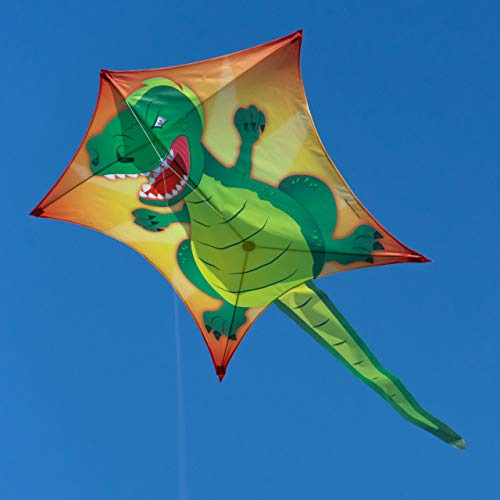 CIM Drachen - Penta T-Rex - Abmessung: 167cm x 102cm - Einleiner Flugdrachen für Kinder ab 6 Jahren - inkl. Drachenschnur und Streifenschwänze