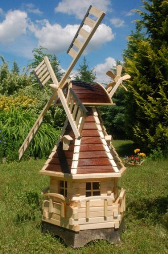Windmühle, Gartenwindmühle, Windmühlen aus Holz, kugelgelagert 1,25m (braun)