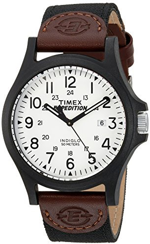 Timex Orologio da uomo Expedition Acadia Full Size, Nero/Marrone/Bianco