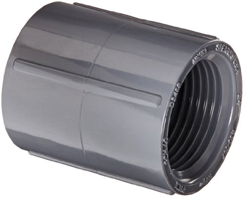 Spears 430-G Series PVC Pipe Fitting, Coupling, Schedule 40, Gray, 3/4 NPT Female