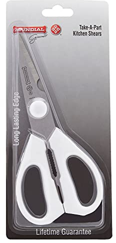 Mundial W656 Kitchen Take-Apart Shears, 8-Inch, Stainless Steel Blades, Ergonomic Non-Slip White Handle, Ideal for Cutting