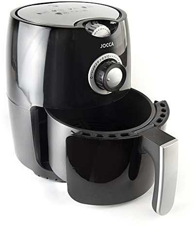 Jocca - Freidora de Aire Caliente 3,8L | Freidora Sin Aceite | Cocina Sana | 1450W de Potencia | Protección sobrecalentamiento | Mango con tacto frío (Negro 2.2L)