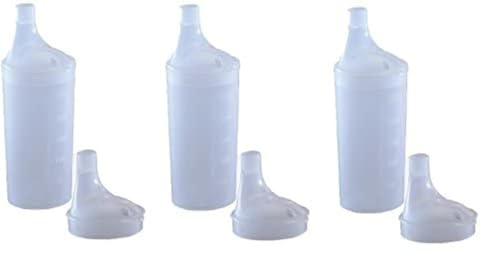 Plastic Feeding Cup with 2 LIDS - Adult Feeder Beaker with Large and Narrow spout - Hospital Mug. (3)