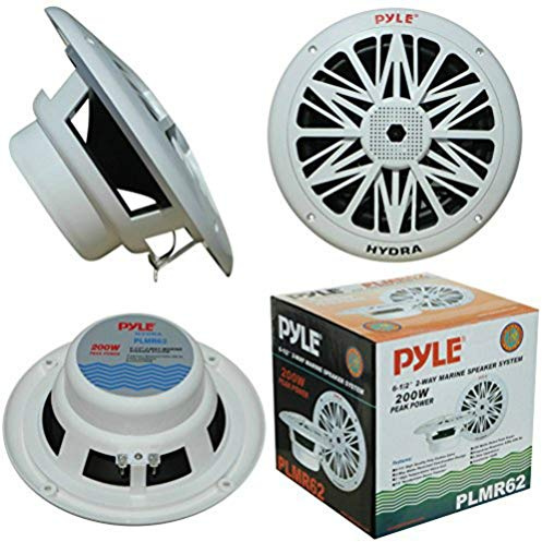Pyle PLMR62 COPPIA DIFFUSORI ALTOPARLANTI 2 VIE BIANCHI 6,5 16,50 CM 165 MM DIAMETRO IMPERMEABILI INTERNO ESTERNO MARE PISCINA BARCA GOMMONE HOTEL PUB BAR 200 WATT RMS 400 WATT MAX A COPPIA