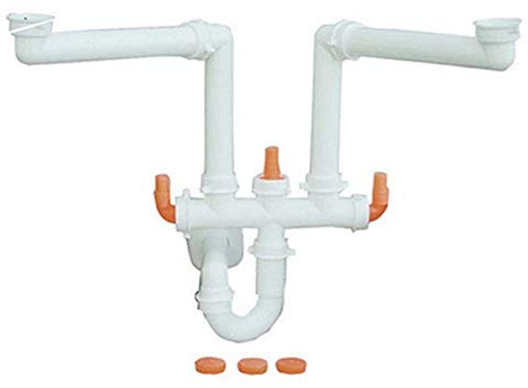 lira 371-324 Platzsparender Siphon für 2-Wege Spülen 1 1/2, mehrfarbig