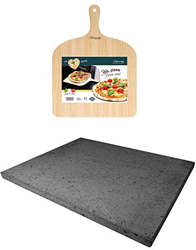 Juego para pizza de piedra volcánica y etnea 38 x 30 cm – Tazón + pala