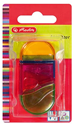 Herlitz Two in one Kombianspitzer, Radierer und Anspitzer aus Kunststoff, transluzent