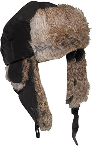 Orig. FOX Leder-Fellmütze Hasenfell Wintermütze Pelzmütze S,Braun