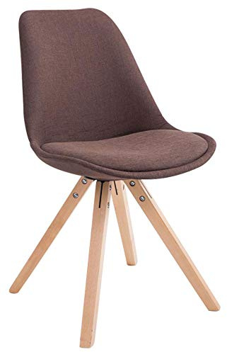 CLP Retro-Stuhl Toulouse Square Mit Stoffbezug Und Hochwertigem Sitzpolster I Lehnstuhl Mit Stabilem Holzgestell I Sitzhöhe 48 cm | Farbe braun Gestell Farbe Natur