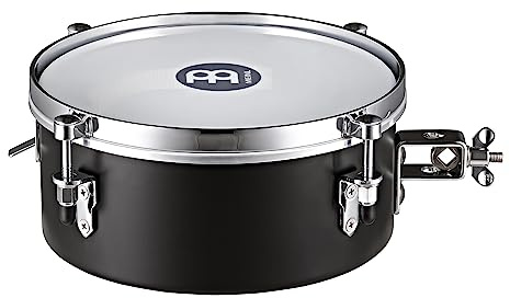 Meinl Percussion Drummer Snare Timbales - Drum with 10-inch Diameter - With Snare and Mount - Steel, Black (MDST10BK)