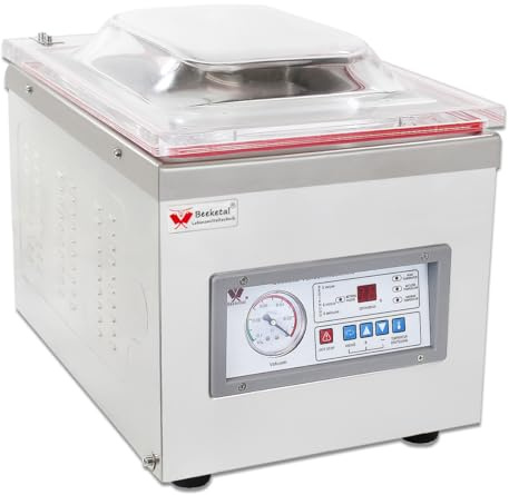 Beeketal 'D260Z' Profi Kammer Vakuumierer mit Impuls Schweißleiste, elektronisch gesteuertes Vakuumiergerät mit 15m³/h Absaugvolumen und integriertem Impuls Folienschweißgerät, Tischgerät