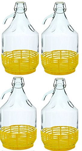 4x GLASBALLON GÄRBALLON GLASFLASCHE WEINBALLON BALLON 5L BÜGELVERSCHLUSS BDP5D