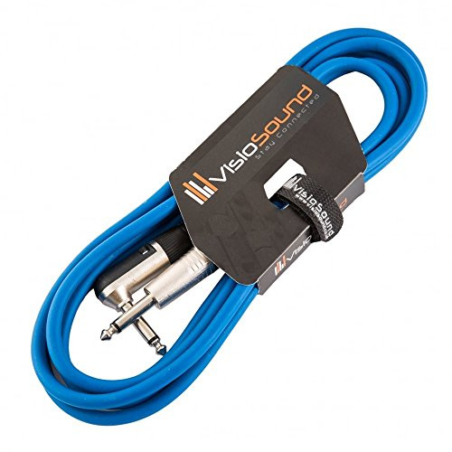 Guitar Lead 6.35mm 1/4 Angled Jack to Jack Instrument Cable (Blue, 3m) | Noiseless OFC Instrument Cable for Electric Guitar, Bass, Amp, Keyboard, Pedal, Studio / 6 Colours