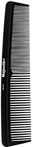 Hair Comb Black Professional Hairdressing Carbon Fiber Comb Master Barber and Salon Anti Static Heat Resistant Strong & Durable Medium and Fine Tooth By Majestik+