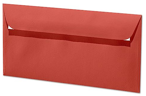 ARTOZ 25x Briefumschläge DIN Lang Rot 100 g/m² selbstklebend - DL 224x114 mm - Kuvert ohne Fenster - Umschläge mit Haftklebung Abziehstreifen