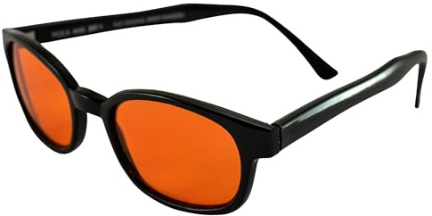 Original KD Sunglasses Orange Lens Biker Driving Glasses, Black Orange, Standard