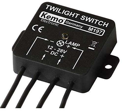 Kemo M197 Twilight Switch 12-28V/DC Max 5A Automatic On/Off at Dusk/Daytime For Any Electrical Load such as Incandescent Lamp, Motor or LED Lamp