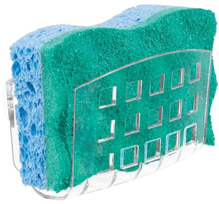 iDesign BPA-Free Plastic Kitchen Sink Suction Sponge Holder - 2.3 x 5.2 x 3.7, Clear