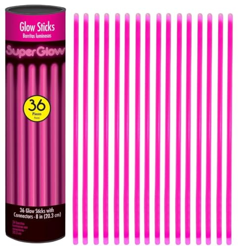 Pink Glow Stick Tube - 8 (Pack of 36) – Long-Lasting, Non-Toxic & Eco-Friendly - Perfect for Parties