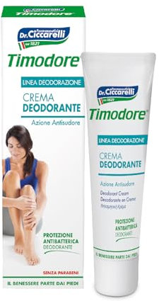 Timodore, Crema Deodorante, Contrasta l'Eccessiva Traspirazione e il Cattivo Odore del Piede, con Proprietà Antibatteriche, 100% Made in Italy, Dermatologicamente Testato, 50 ml