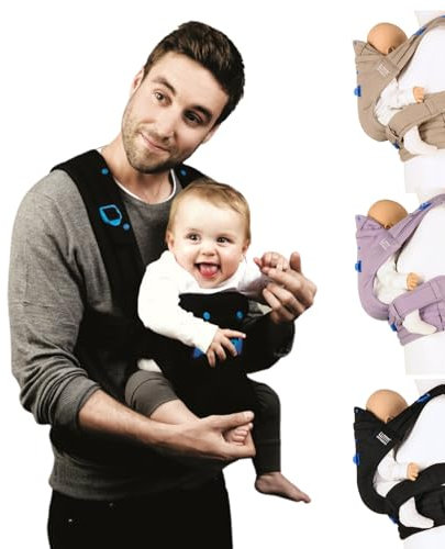 Pao Papoose Tragegestell Babytrage Tragetasche Trage mit 3 Tragepositionen - für Säuglinge und Kleinkinder ab 3 Monaten schwarz