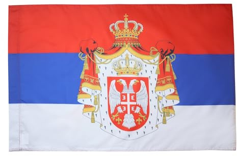 AZ FLAG Flagge Königreich von Serbien 1882-1918 150x90 cm Hohlsaum | Für innen und außen Serbische dekorative Flagge doppelte Nähte und verstärkte Kanten mit Masttunnel 100D Polyester