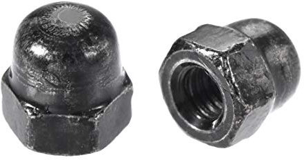 sourcing map 100pcs Écrou Borgne Noir M3 Hexagonal Dôme Clous Carbure Acier Décoratif pour Vis Boulon