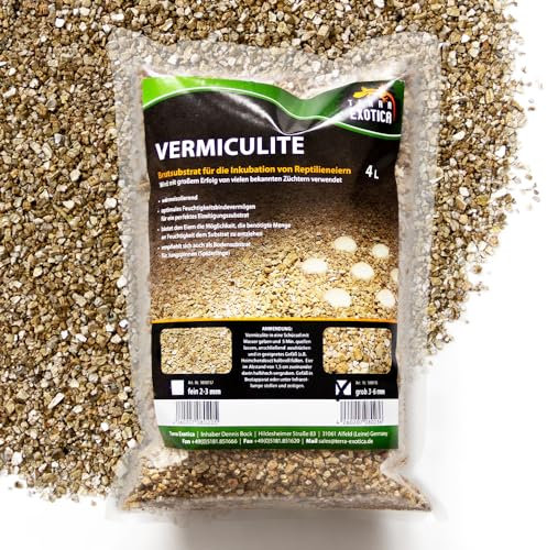 Vermiculite grob 3-6 mm Terrarium Bodengrund - Terrariensubstrat Brutsubstrat für Reptilien - Inkubationssubstrat für Reptilieneier - steril, bakterien- und keimfrei (ca. 4 Liter)