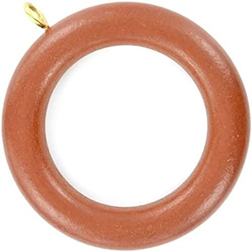 Merriway BH03288 trä gardin draperistång ringar med skruvöga, inre dia. 48 mm (1,15/16 tum) yttre mått 70 mm (2,4 tum) – mörkbrun, paket med 24