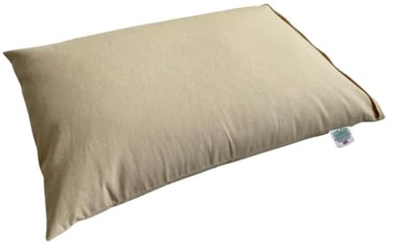 Brow Farm Buckwheat Hull Pillow – Standard UK Size (60×44×12 cm) | Adjustable Loft | 100% Cotton Zip Cover | Natural, Breathable Support Pillow for Neck & Shoulder Comfort