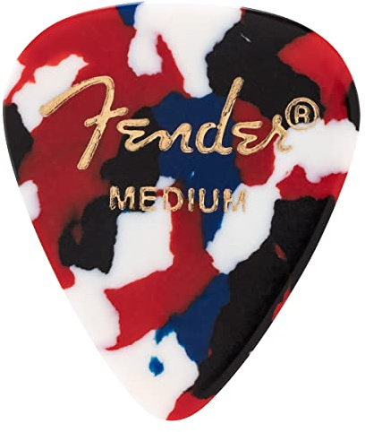 Fender Classic Celluloid Guitar Picks 351 Shape, Stocking Stuffers, Guitar Accessories, Confetti, Medium, 12-Pack