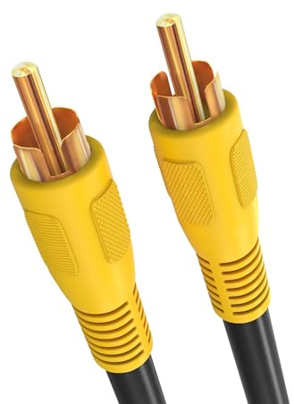 Cmple - RCA Subwoofer Cable 6 ft Digital Coaxial Audio Cable Composite Audio/Video Cord 1-RCA Cable Male to Male Coaxial RCA Cables for Home Theater, Rear View Parking Camera