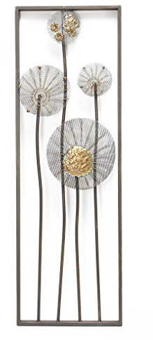 FRANK FLECHTWAREN Wanddeko Flowers,aufwändig gearbeitet mit vielen Details, in schimmernder Rostoptik lackiertes Metall, Hängevorrichtung an der Rückseite,30 x 4 x 90 cm