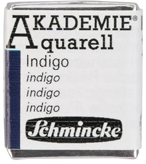 Schmincke – AKADEMIE® Aquarell, feine Künstler-Aquarellfarben, Indigo, 16 442 044, halbes Näpfchen, Aquarellmalerei, vegane Wasserfarbe