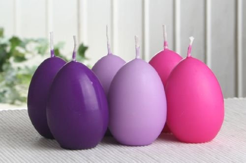 6X Eikerzen, klein, ca. 6 x 4,5 cm, lila/violett-Flieder-pink