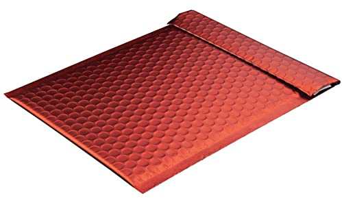 10 Stück, Farbige Luftpolstertaschen, 200 x 250 mm, Haftklebung mit Abziehstreifen, Gerade Klappe, 180 my Metallic Bubble Bags - Matt, Ohne Fenster, Rot, Blanke Briefhüllen