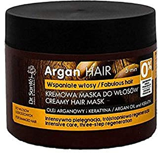 Dr. Sante Mascarilla Capilar Profesional Hidratante de Aceite de Argán y Queratina (Keratina) Pelo - Cabello Dañado Natural Sin Parabenos 300 ml