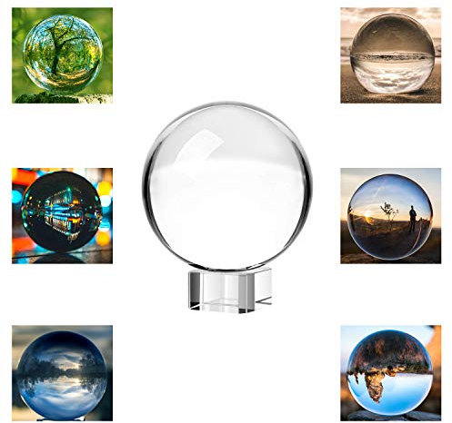 Neewer 80mm 3 Zoll Klare Kristallkugel Globus mit kostenlosem Kristall Ständer für Feng Shui Wahrsagung oder Hochzeit Hause Büro Dekoration