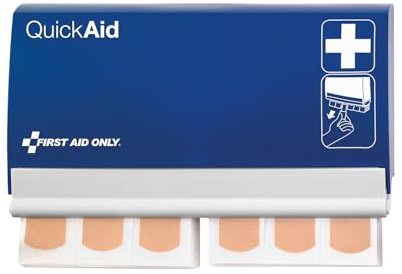 First Aid Only QuickAid Distributeur de pansements (90 pansements élastiques) | Pansements dans une boîte de premiers secours rechargeable | Bandes adhésives à retirer du distributeur | P-44002 00