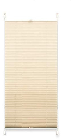 EXKLUSIV HEIMTEXTIL Plissee Verspannt mit Klemmträgern ohne Bohren Faltrollo Fensterrollo Marke 90 x 140 cm beige Crash