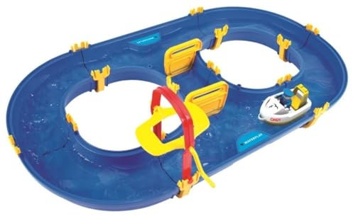 Big - Waterplay Rotterdam - Wasserbahn blau, 89 x 51,5 x 9,5cm große Bahn, inklusive 1 Boot und 1 Männchen, Abnehmbarer Strömungserzeuger, ab 3 Jahren