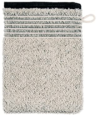 Möve Eden Melange Waschhandschuh 20 x 15 cm aus 90% Baumwolle, 10% Leinen, Nature/Black