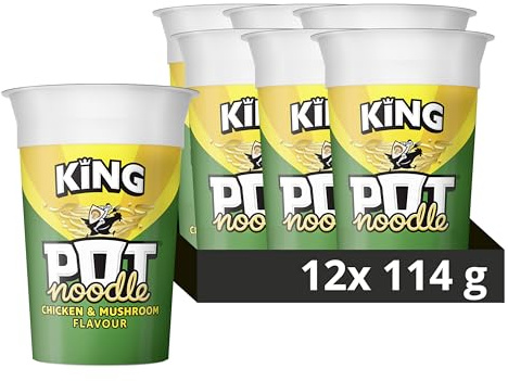 Pot Noodle Chicken & Mushroom King Pot Noodle instant vegetarian snack quick to make noodles Instant Noodle 12x 114 g