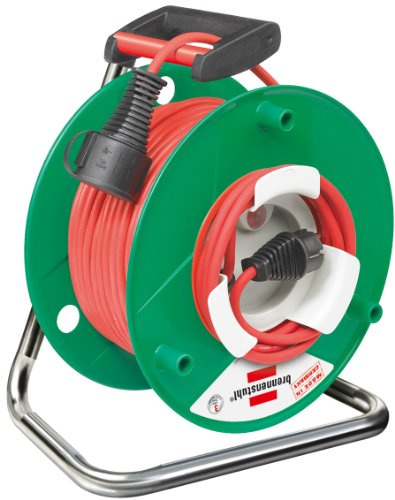 Brennenstuhl 1184748 Kabeltrommel 25 m für den Garten, Serie Garant G + Bretec ergonomischer Griff, Durchmesser 24 cm, Grün