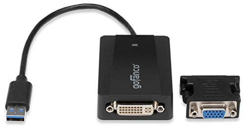 Gofanco USB 3.0 to DVI Adapter for Multiple Monitors - Up to 2048x1152, Windows & macOS, DisplayLink Chip, Includes DVI-to-VGA Adapter