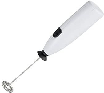 Fackelmann Espumador de Leche para Capuchino, Batidor Portátil para Café Capuccino, Té Matcha, Batidos de Proteínas, Salsas y Aliños, Varilla de Acero Inoxidable, Color Blanco, 19,5x3,5 cm, 1 ud.